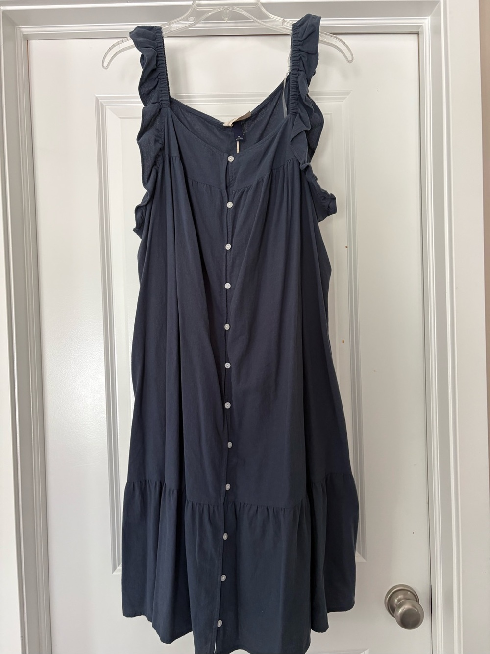 Universal Thread Navy Blue Ruffled Strap Button-Front Sundress